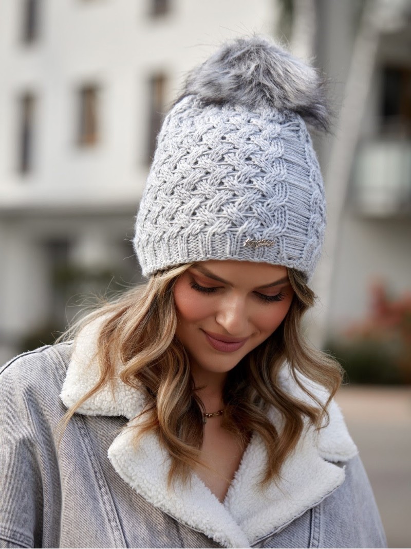 Light gray winter hat C15 - Online store - Boutique